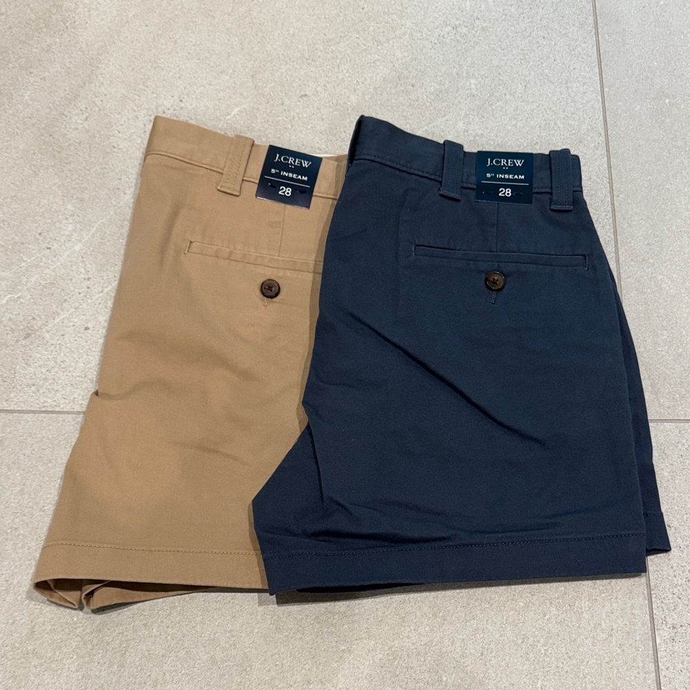 NEW!! J. Crew NEW Men's Khaki Blue Flat Front 28w 5” inseam Uniform Shorts